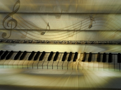 Klavier und Noten - Muik-Collage