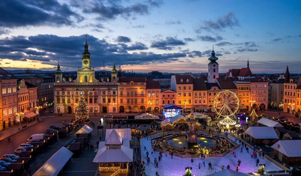Blick auf einen Weihnachtsmarkt